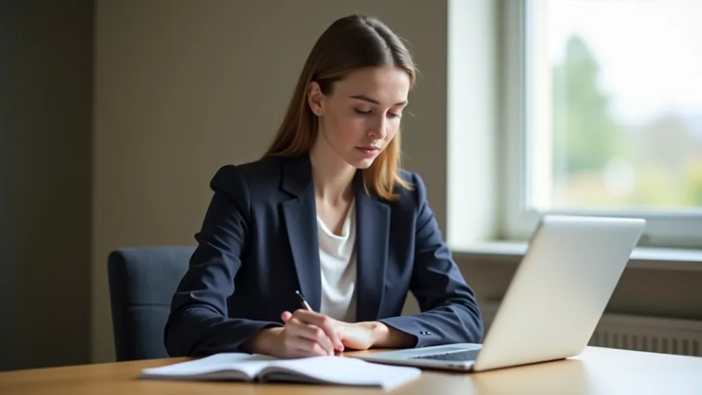 Person researching audience data on laptop with notes and analytics charts visible on desk